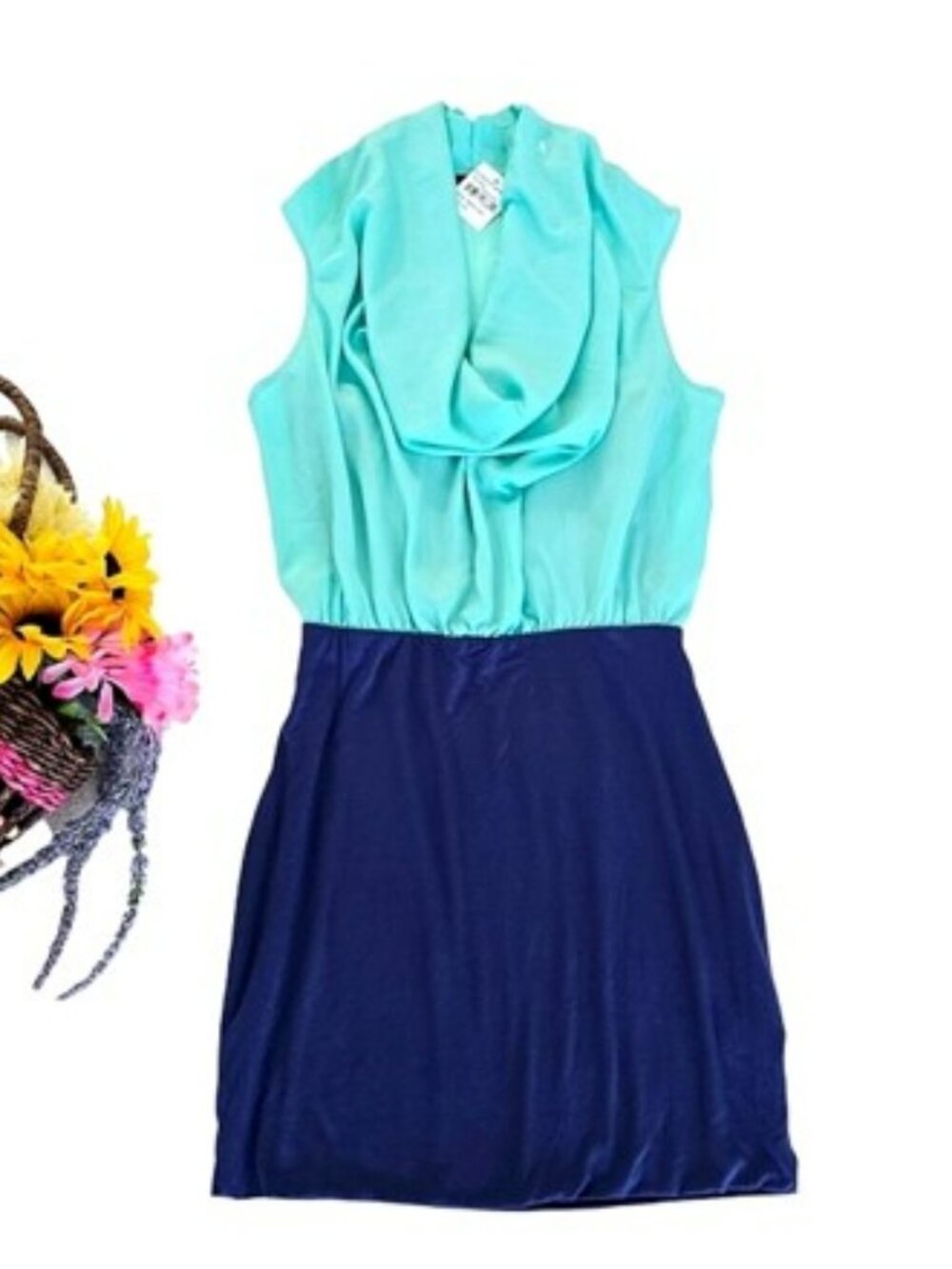Women’s Mini Dress Size Medium Sleeveless Blue Teal Cocktail Party Spring NEW